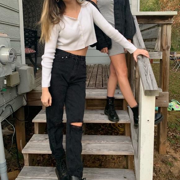 Glassons Black Ripped Dad Jeans - Picture 3 of 3